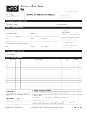 Printable Customer Order Form Pdf Template