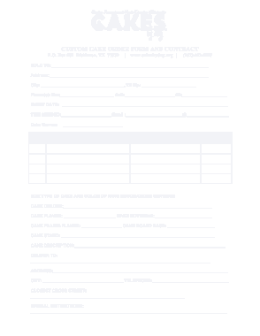 Free Download PDF Books, Sample Custom Cake Order Form Template