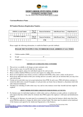 Debit Order Switching Form Template