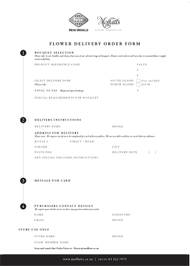Flower Delivery Order Form Template