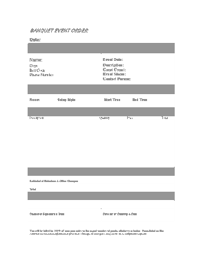 Banquet Event Order Form Template