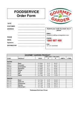 Food Service Order Form Template