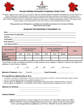 Annual Holiday Fundraiser Order Form Template
