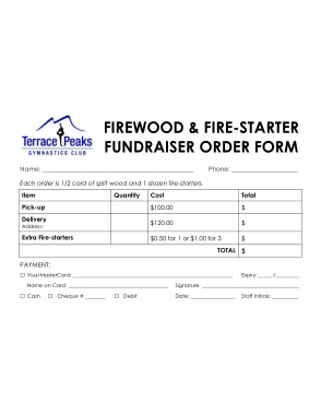 Firewood Fundraiser Order Form Template