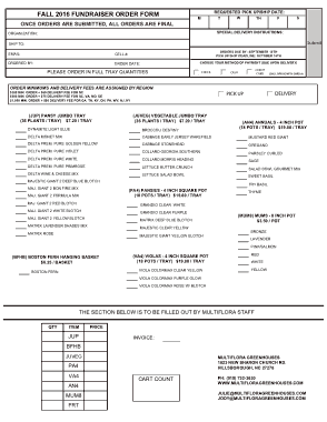 Fundraiser Order Form Fall 2016 Template