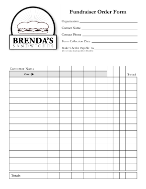 Fundraiser Order Form Format Template