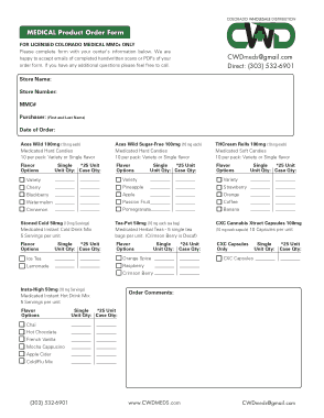 Medical Product Order Form Template
