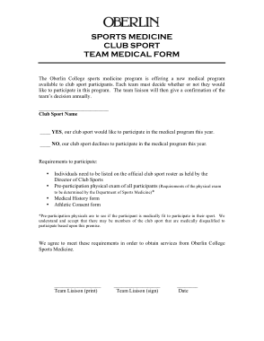 Team Medical Order Form Example Template