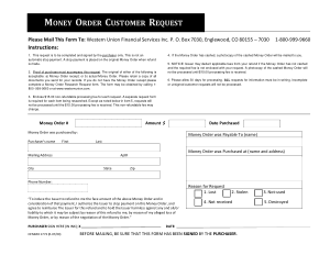 Money Order Customer Request Form Template
