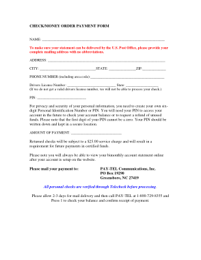 Money Order Payment Form Template