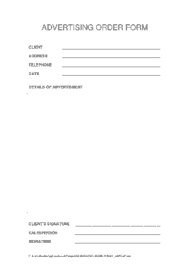 Advertising Order Form Sample Template