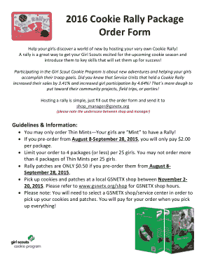 Cookie Rally Package Order Form Template