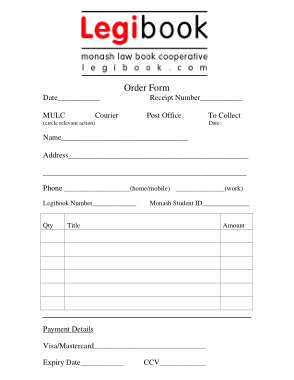 Legibook Book Order Form Template