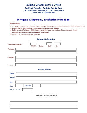 Mortgage Satisfaction Order Form Template