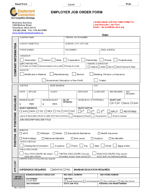 Printable Job Order Form Example Template