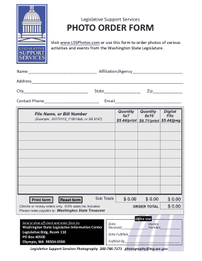 Printable Photo Order Form Template