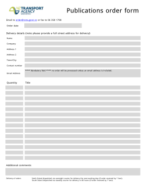 Publication Order Form Template