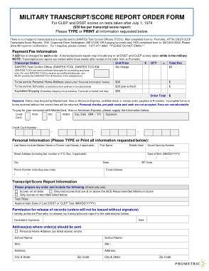 Score Report Order Form Template