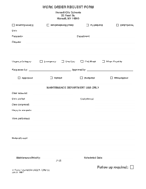 Work Order Request Form Free Template