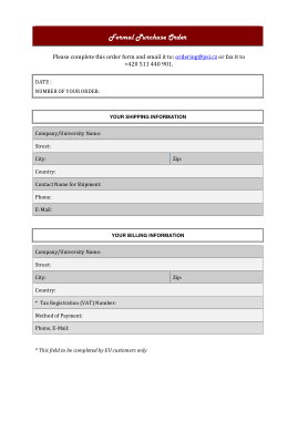 Formal Product Order Form Sample Template