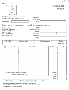 Free Purchase Order Form Template