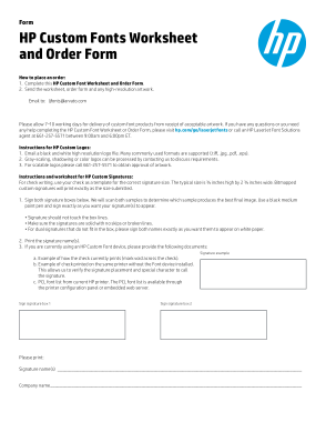 HP Custom Fonts Purchase Order Form Template