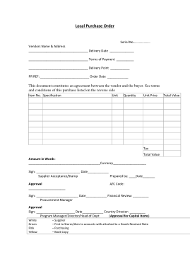 Local Purchase Order Form Sample Template
