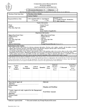 Purchase Order for Commodities and Services Template
