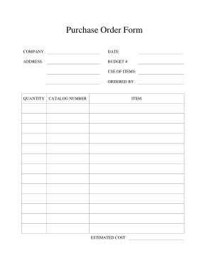Purchase Order Sample Form Template