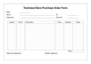 Technical Store Purchase Order Form Template