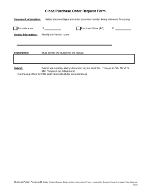 Close Purchase Order Request Form Template