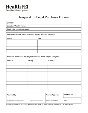 Local Purchase Order Request Form Template