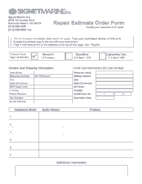 Free Download PDF Books, Repair Estimate Order Form Template