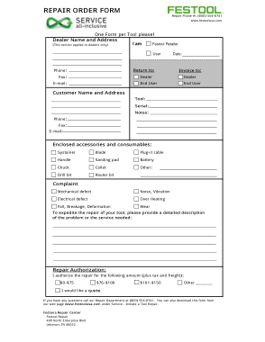 Free Download PDF Books, Repair Order Form Example Template