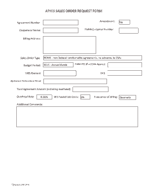 Sales Order Request Form Fillable PDF Template