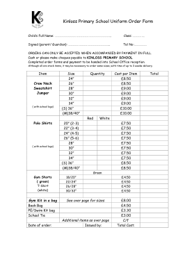 Free Download PDF Books, Primary School Uniform Order Forms Template