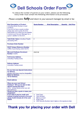 School Order Form Format Template