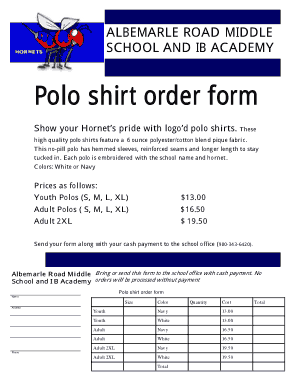 Polo Shirt Order Form Example Template