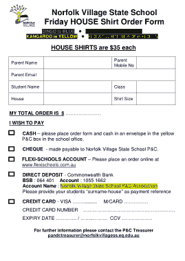 Free Download PDF Books, Sports House Shirt Order Form Template