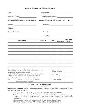 Simple Order Request Form Template
