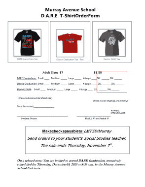 2013 Dare T Shirt Order Form Template