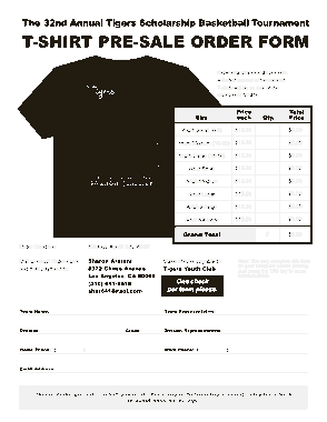 T-Shirt Pre Sale Order Form Template