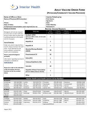 Adult Vaccine Order Form Template