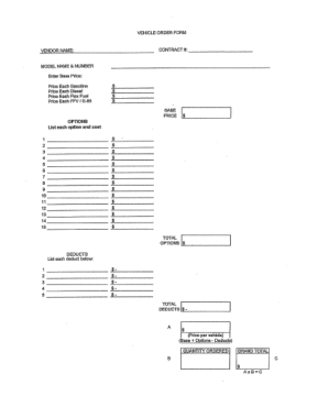 Vehicle Order Form Example Template