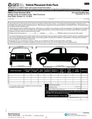 Vehicle Placement Order Form Template