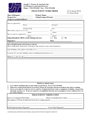 Field Survey Work Order Form Example Template
