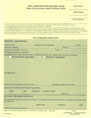 New Construction Request Form Template