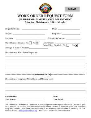 Request For Work Order Form Template