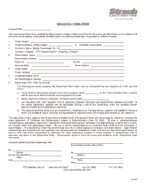 Sub Contract Work Order Form Pdf Template