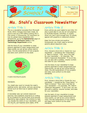 High School Classroom Newsletter Template
